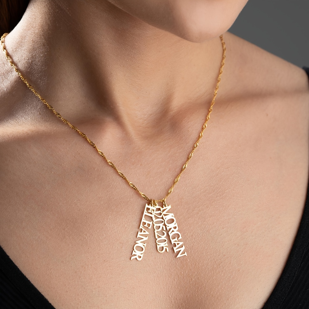 Personalized 18K Gold-Plated Multi-Name Necklace, Family Gift
